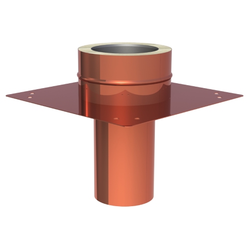 Kupferschornstein - Grundplatte für Kaminerhöhung (mit rundem Einschub, l=220mm) - doppelwandig - Jeremias DW-FU