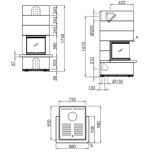 Kaminbausatz SPARTHERM SIM Arte U-50h 9,3kW mit Feuertisch