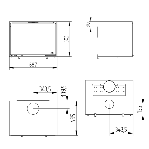 Kaminofen Jydepejsen Zeta Wall 7,4 kW