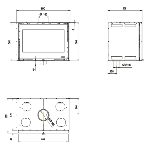 Kamineinsatz La Nordica Inserto 80 Wide 2.0 | 8 kW